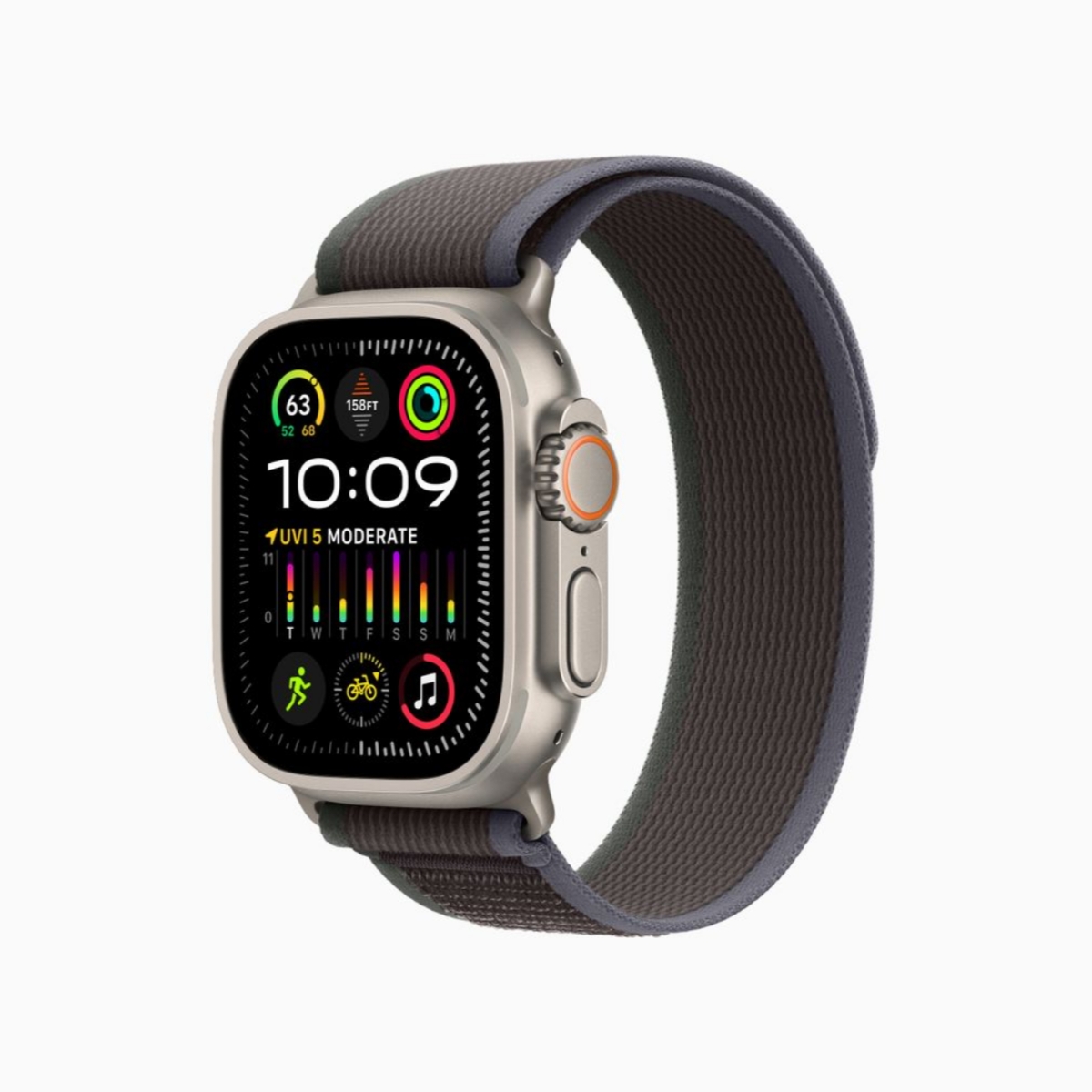 Apple Watch Ultra 2 GPS + Cellular, 49 mm-es titántok terep pánt kék-fekete