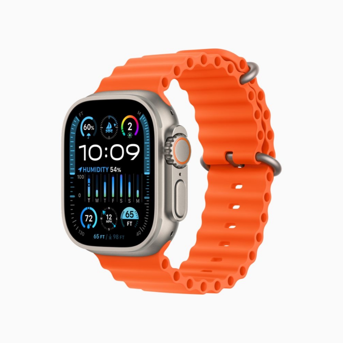 Apple Watch Ultra 2 GPS + Cellular, 49 mm-es titántok óceán szíj narancs
