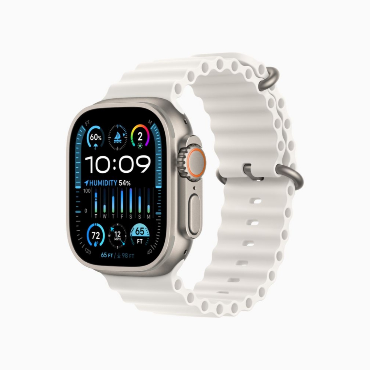 Apple Watch Ultra 2 GPS + Cellular, 49 mm-es titántok óceán szíj fehér