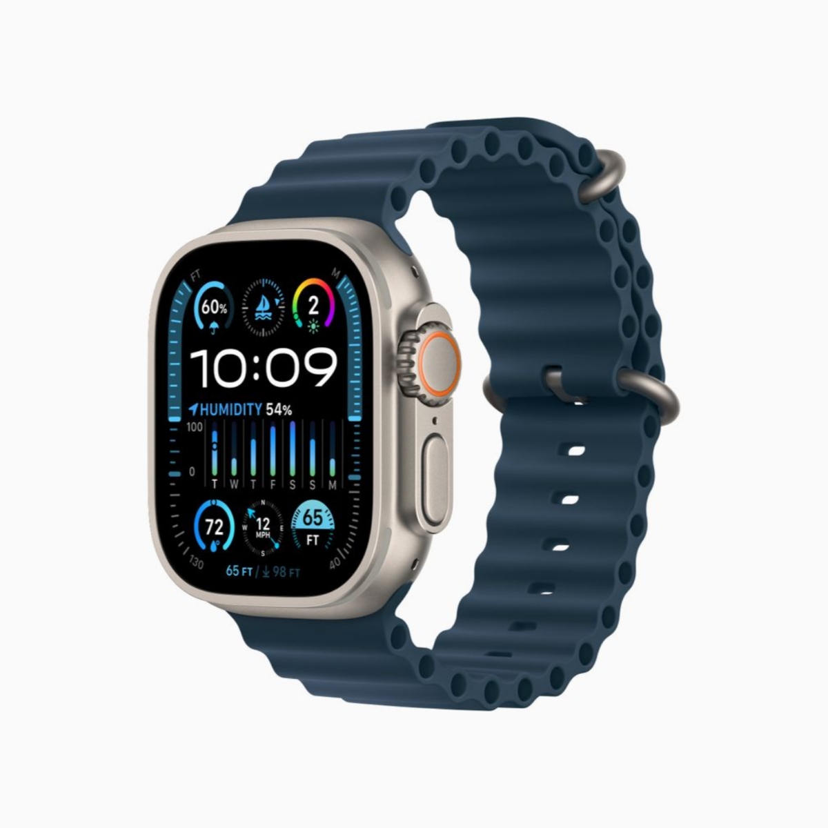 Apple Watch Ultra 2 GPS + Cellular, 49 mm-es titántok óceán szíj kék