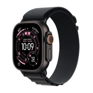 Apple Watch Ultra 3 GPS+Cellular, 49mm-es fekete titántok, fekete alpesi pánt - L