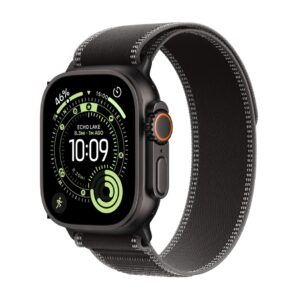 Apple Watch Ultra 3 GPS+Cellular, 49mm-es fekete titántok, fekete-hamuszürke terep pánt - S/M