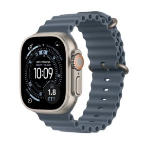 Apple Watch Ultra 3 GPS+Cellular, 49mm-es natúr titántok, acélkék óceán szíj