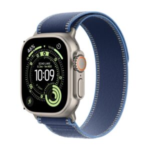 Apple Watch Ultra 3 GPS+Cellular, 49mm-es natúr titántok, kék-élénkkék terep pánt - M/L