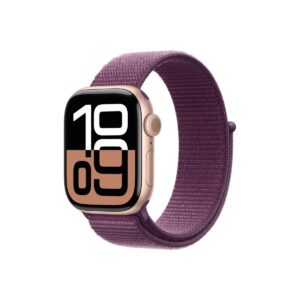 Apple Watch Series 10 GPS + Cellular – 42 mm-es rozéarany alumíniumtok, szilva sportpánt