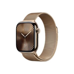 Apple Watch Series 10 GPS + Cellular – 46 mm-es arany titántok, arany milánói szíj