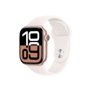 Apple Watch Series 10 GPS + Cellular – 42 mm-es rozéarany alumíniumtok, lágy rózsaszín sportszíj