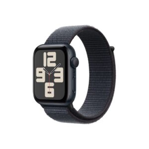 Apple Watch SE (2024) GPS – 40 mm-es éjfekete alumíniumtok, tintaszínű sportpánt