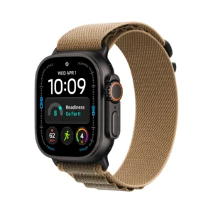 Apple Watch Ultra 4 GPS + Cellular, 49 mm, fekete titántok, Sivatagszín Alpine Loop