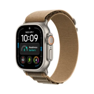 Apple Watch Ultra 4 GPS + Cellular, 49 mm, natúr titántok, Sivatagszín Alpine Loop