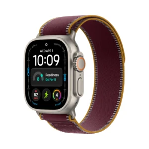Apple Watch Ultra 4 GPS + Cellular, 49 mm, natúr titántok, Burgundi Trail Loop